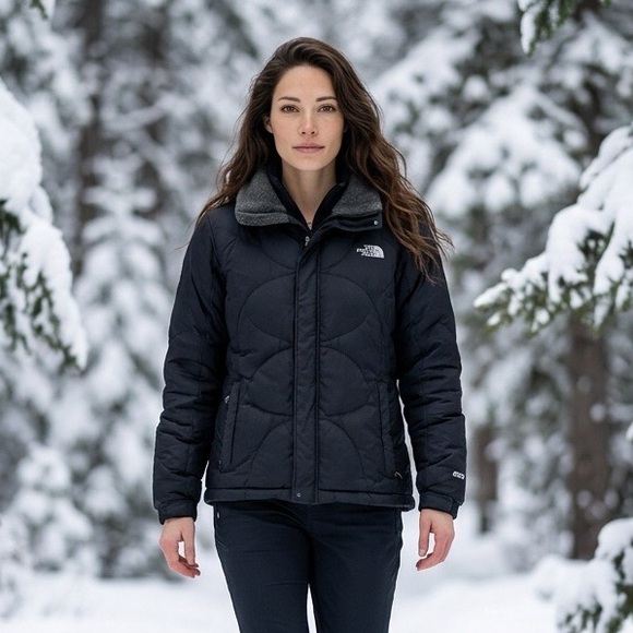 The North Face Jackets & Blazers - The North Face Black Puffer Jacket with Gray Collar - L